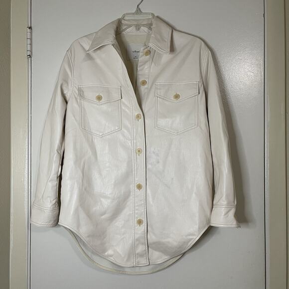 Aritzia Wilfred The Ganna Cream Vegan Leather utility ivory Shirt Jacket Size XS - Picture 1 of 7